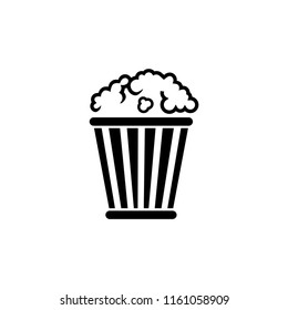 Popcorn Bucket, Pop Corn Box. Flat Vector Icon illustration. Simple black symbol on white background. Popcorn Bucket, Pop Corn Box sign design template for web and mobile UI element