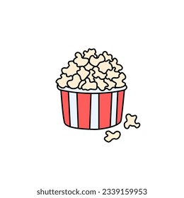 Popcorn Ecket, Pop-Mais Box Doodle Element einzeln. Vektorgrafik von Snack. Handgezeichnete süße Doodles.