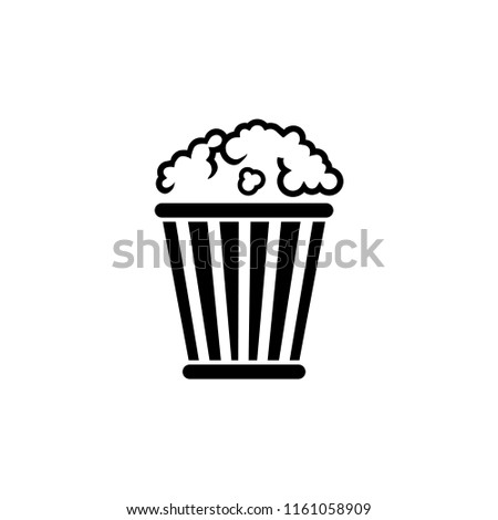 Popcorn Bucket, Pop Corn Box. Flat Vector Icon illustration. Simple black symbol on white background. Popcorn Bucket, Pop Corn Box sign design template for web and mobile UI element