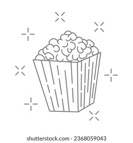Popcorn bucket thin line icon on white background