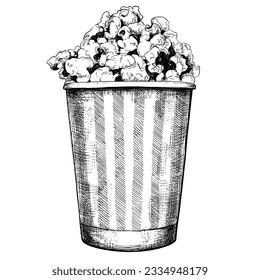 Popcorn can vintage sketch vector illustration.