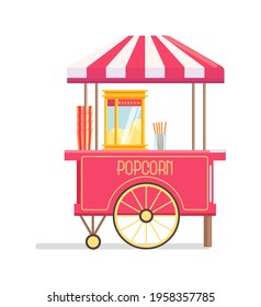 Popcorn cart carnival store isolated on white background