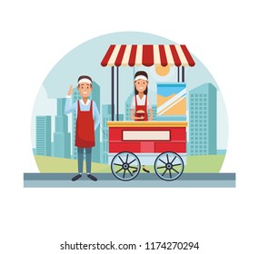 Popcorn cart at city
