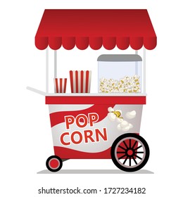 Popcorn cart icon. Cartoon of popcorn cart vector icon for web design isolated on white background