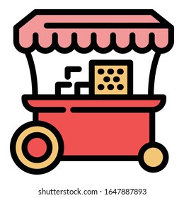 Popcorn cart icon. Outline popcorn cart vector icon for web design isolated on white background