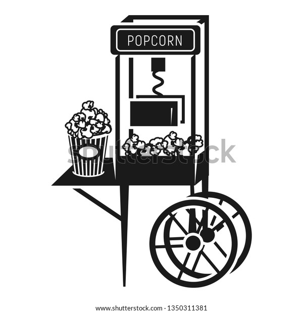 Popcorn cart icon.\
Simple illustration of popcorn cart vector icon for web design\
isolated on white\
background