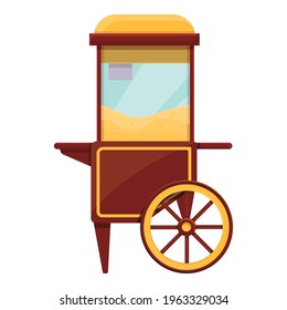 Icono de la máquina de carretas de palomitas. Caricatura de la máquina de carros de Popcorn icono vector para el diseño web aislado en fondo blanco