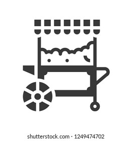 Popcorn cart vector icon, amusement park related solid design