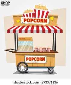 Popcorn Cart Vector Illustration Stock Vector (Royalty Free) 293371136 ...