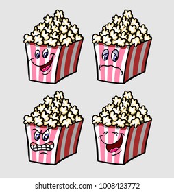 Popcorn cartoon character emoticon icon expression, good use for symbol, sign, sticker, mascot, game element or any design you want.