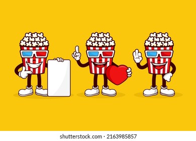 Popcorn cartoon character vector design collection