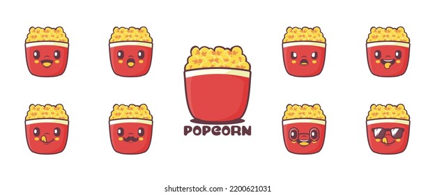 popcorn cartoon. fast food vector illustration. icon, expression.