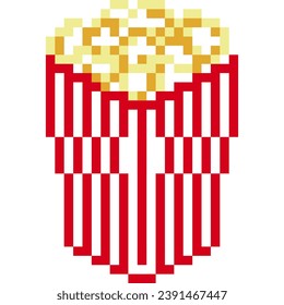 Icono de la caricatura de palomitas en el estilo de píxeles