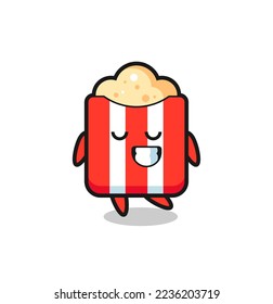 popcorn cartoon illustration with a shy expression , cute style design for t shirt, sticker, logo element