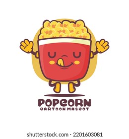 popcorn cartoon mascot. fast food vector illustration. isolated on a white background