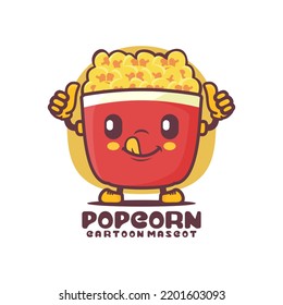 popcorn cartoon mascot. fast food vector illustration. isolated on a white background