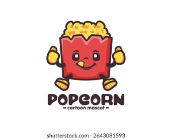 Popcorn cartoon mascot vector illustration. in outline style.