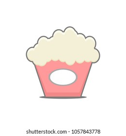 popcorn cartoon object on white background, vector illustration