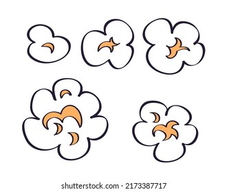 Popcorn cartoon sketch set isolated vector illustration