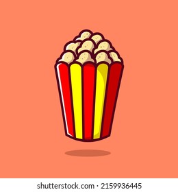 Popcorn cartoon vector. Fast food cartoon element illustration. Flat of fast food vector isolated. Breakfast food collection. Eps 10.