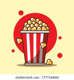 Popcorn Cartoon Vector Illustration.  Vector isolated flat illustration food for poster, menus, brochure, web and icon.