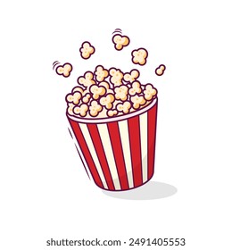 Popcorn cartoon vector illustration. Suitable for Cinema movie and entertainment theme food. 