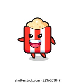 popcorn cartoon with very excited pose , cute style design for t shirt, sticker, logo element