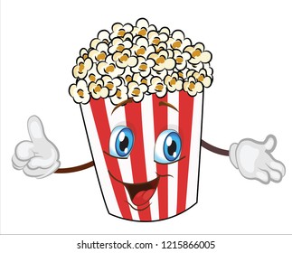 popcorn character cartoon vector