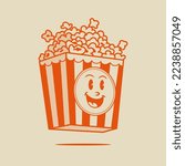 Popcorn Character, Retro Mascot Character