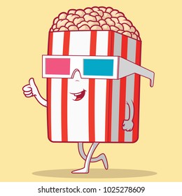 Popcorn character vector illustration. Food, Movies, Cinema design concept