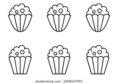 Popcorn Chicken line art classic snack with a satisfying crunchy exterior