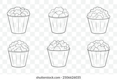 Popcorn Chicken Line Art Vector Set Detailed Illustrations of Crispy Fried Chicken Bites in Various Poses and Styles