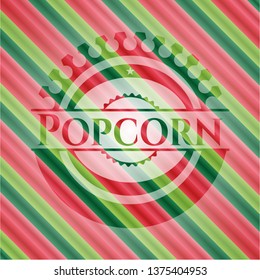 Popcorn christmas badge background.