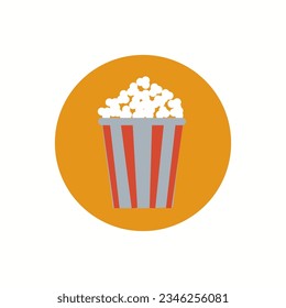 Palomitas de maíz. Icono de cine de diseño plano. Ilustración del vector
