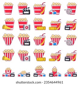 Popcorn. Cinema icon in flat design style. Vector illustration
