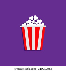 Popcorn. Cinema icon in flat design style. Movie background Vector illustration