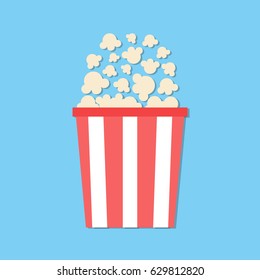 Popcorn. Cinema icon in flat design style. Vector illustration