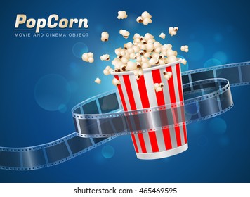 popcorn cinema movie theater object on bokeh background