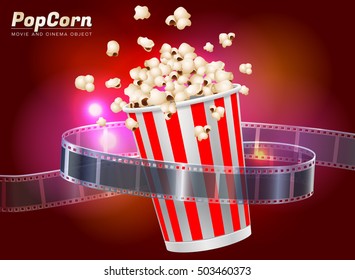 popcorn cinema movie theater object on bokeh background