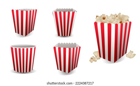 popcorn cinema snacks in striped paper 

box 
