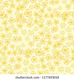 Popcorn circus cinema fast food tasty seamless pattern vector illustration. Pop corn sweet food flat vector background. Tasty unhealthy corn dessert wallpaper.