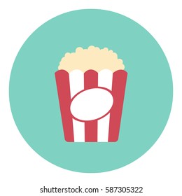 Popcorn in a classic package. Icon in flat style. Vector illustration