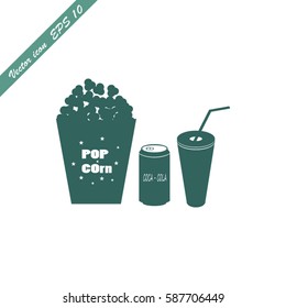 popcorn, Coca - cola, juice vector icon