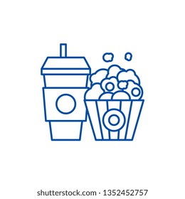 Popcorn and cola line icon concept. Popcorn and cola flat  vector symbol, sign, outline illustration.