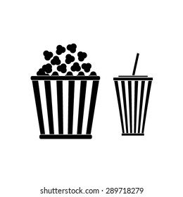 Popcorn and cola . Vector Illustration