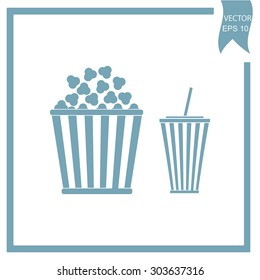 Popcorn and cola . Vector Illustration