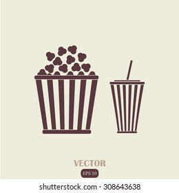 Popcorn and cola . Vector Illustration