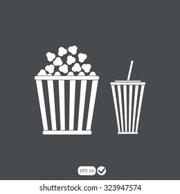 Popcorn and cola . Vector Illustration