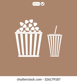 Popcorn and cola . Vector Illustration