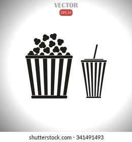 Popcorn and cola . Vector Illustration